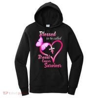 Blessed To Be Called Breast Cancer Survivor Butterfly Heart Women's Hoodie thumb 0
