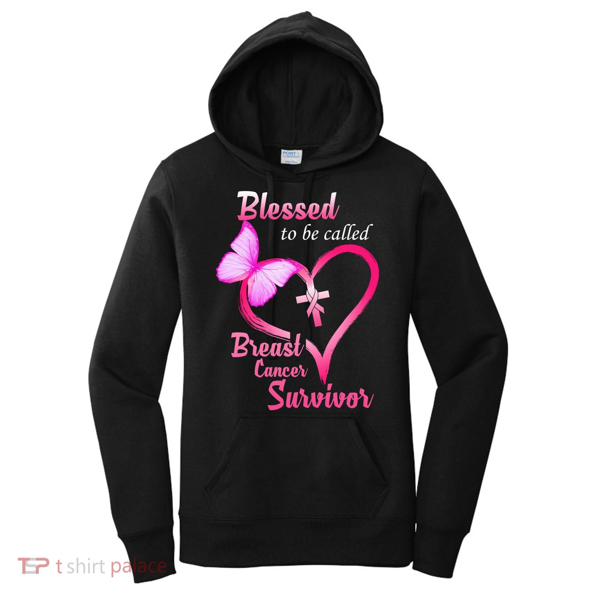 Blessed To Be Called Breast Cancer Survivor Butterfly Heart Women's Hoodie