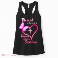 Blessed To Be Called Breast Cancer Survivor Butterfly Heart Women's Tank Top thumb 0
