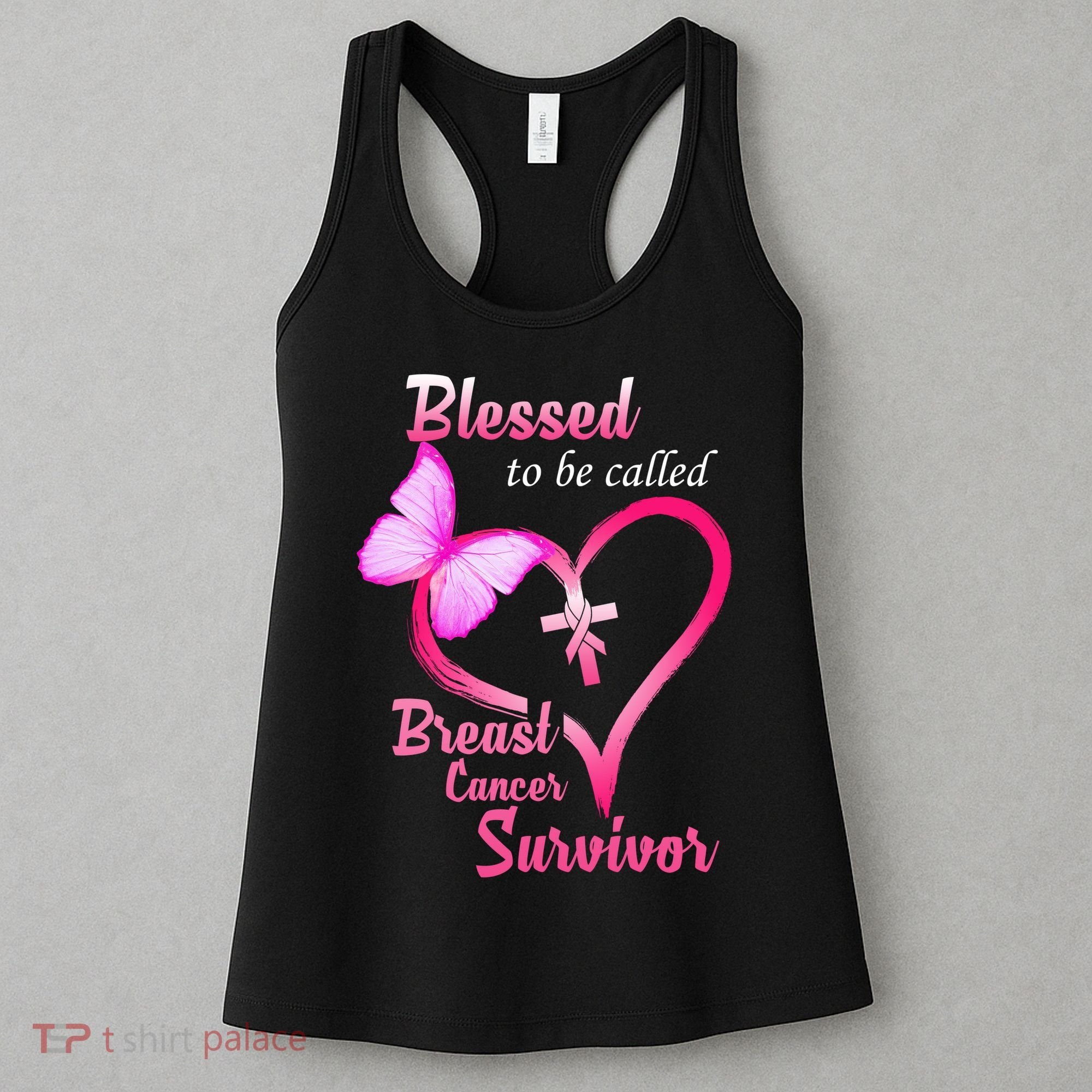 Blessed To Be Called Breast Cancer Survivor Butterfly Heart Women's Tank Top