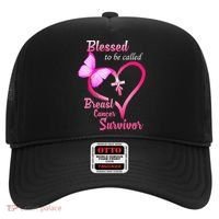 Blessed To Be Called Breast Cancer Survivor Butterfly Heart Hat thumb 0
