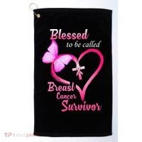 Blessed To Be Called Breast Cancer Survivor Butterfly Heart Golf Towel thumb 0