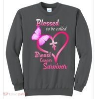 Blessed To Be Called Breast Cancer Survivor Butterfly Heart Sweatshirt thumb 0