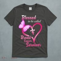 Blessed To Be Called Breast Cancer Survivor Butterfly Heart T-Shirt thumb 5