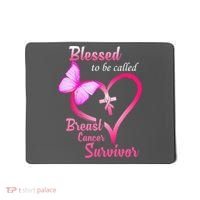 Blessed To Be Called Breast Cancer Survivor Butterfly Heart Mousepad thumb 0