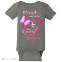 Blessed To Be Called Breast Cancer Survivor Butterfly Heart Baby Bodysuit thumb 0