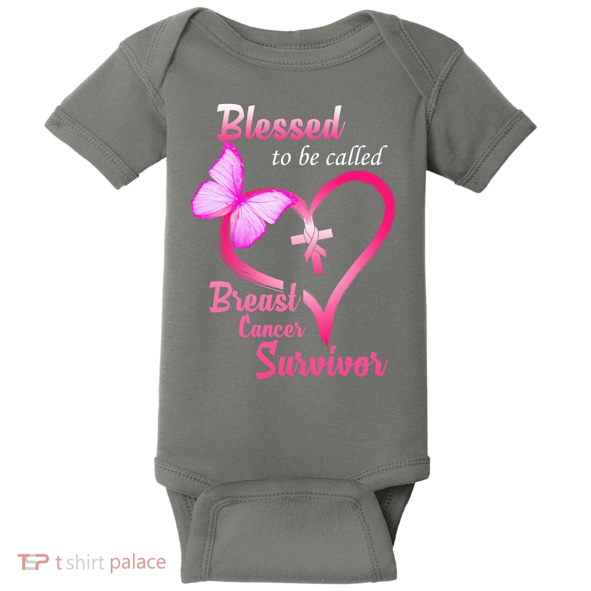Blessed To Be Called Breast Cancer Survivor Butterfly Heart Baby Bodysuit