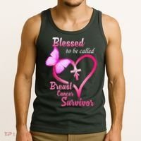 Blessed To Be Called Breast Cancer Survivor Butterfly Heart Tank Top thumb 3