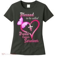 Blessed To Be Called Breast Cancer Survivor Butterfly Heart Women's T-Shirt thumb 0