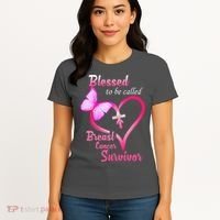 Blessed To Be Called Breast Cancer Survivor Butterfly Heart Women's T-Shirt thumb 4