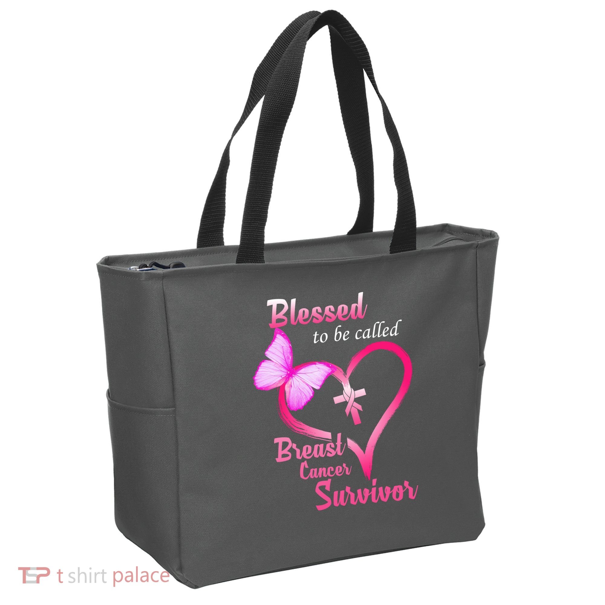 Blessed To Be Called Breast Cancer Survivor Butterfly Heart Tote Bag