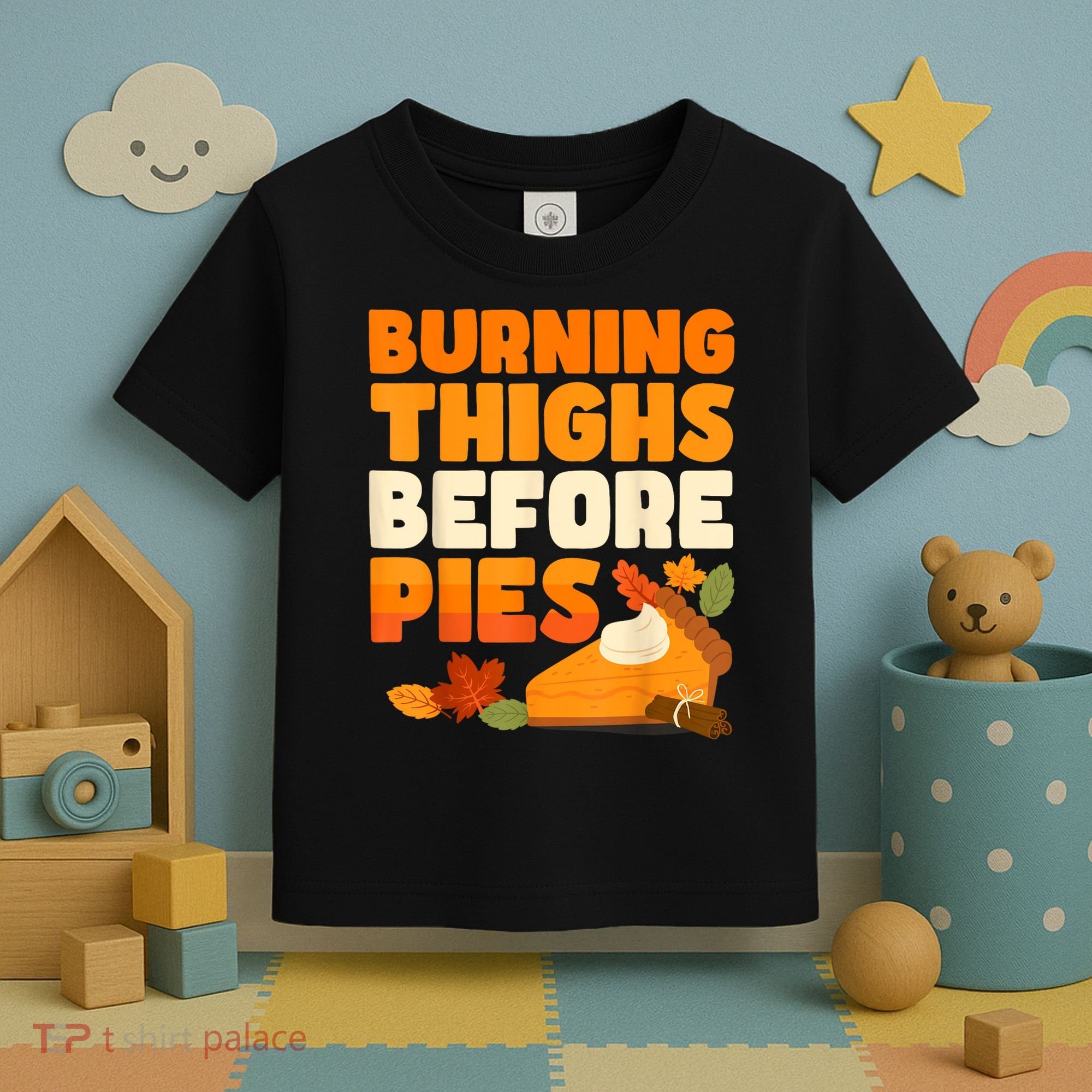 Burning Thighs Before Pies Thanksgiving Turkey Running Trot Toddler T-Shirt