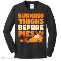 Burning Thighs Before Pies Thanksgiving Turkey Running Trot Kids Long Sleeve Shirt thumb 0