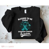 Blessed To Be Called Ovarian Cancer Survivor Awareness Long Sleeve Sweatshirt thumb 2