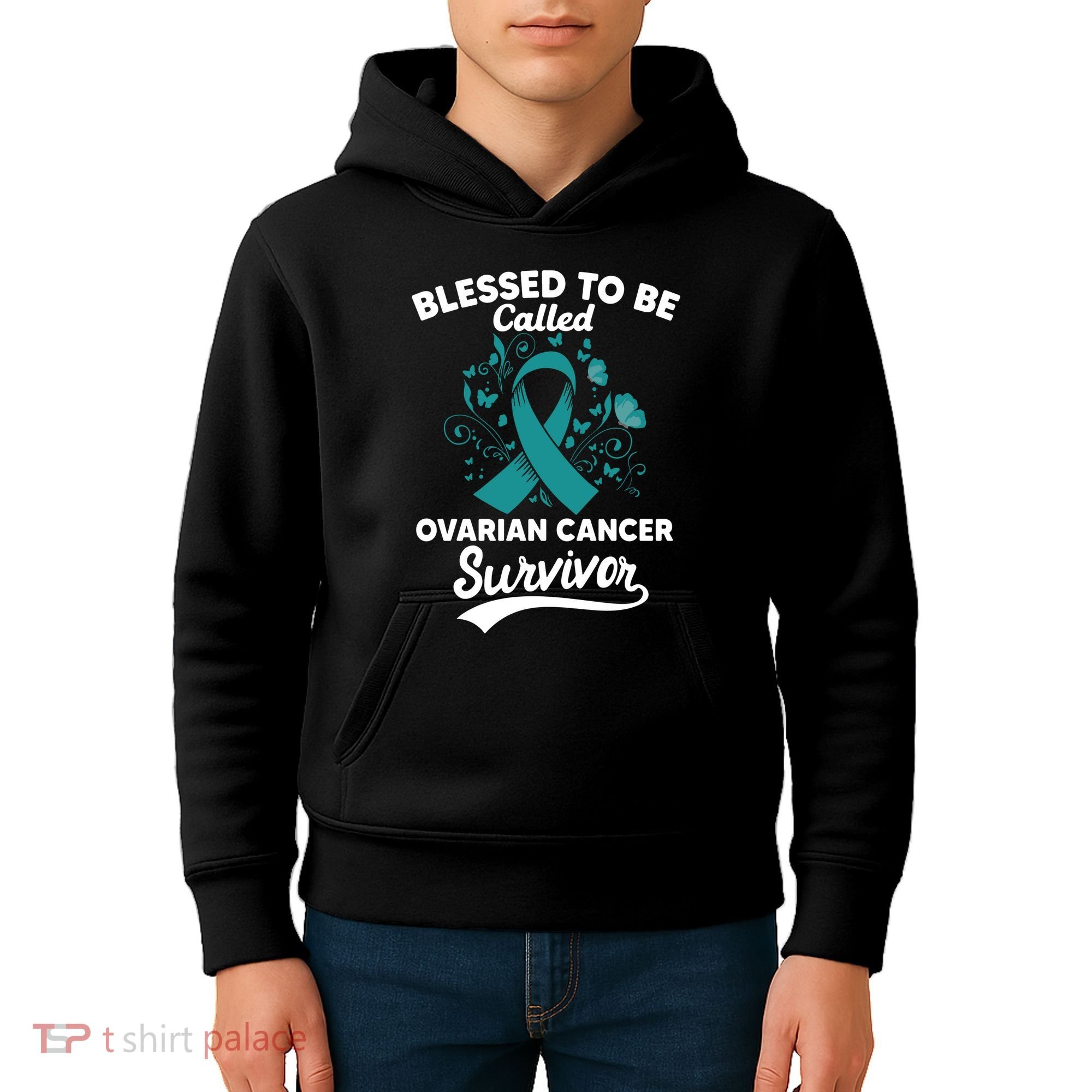 Blessed To Be Called Ovarian Cancer Survivor Awareness Long Sleeve Kids Hoodie