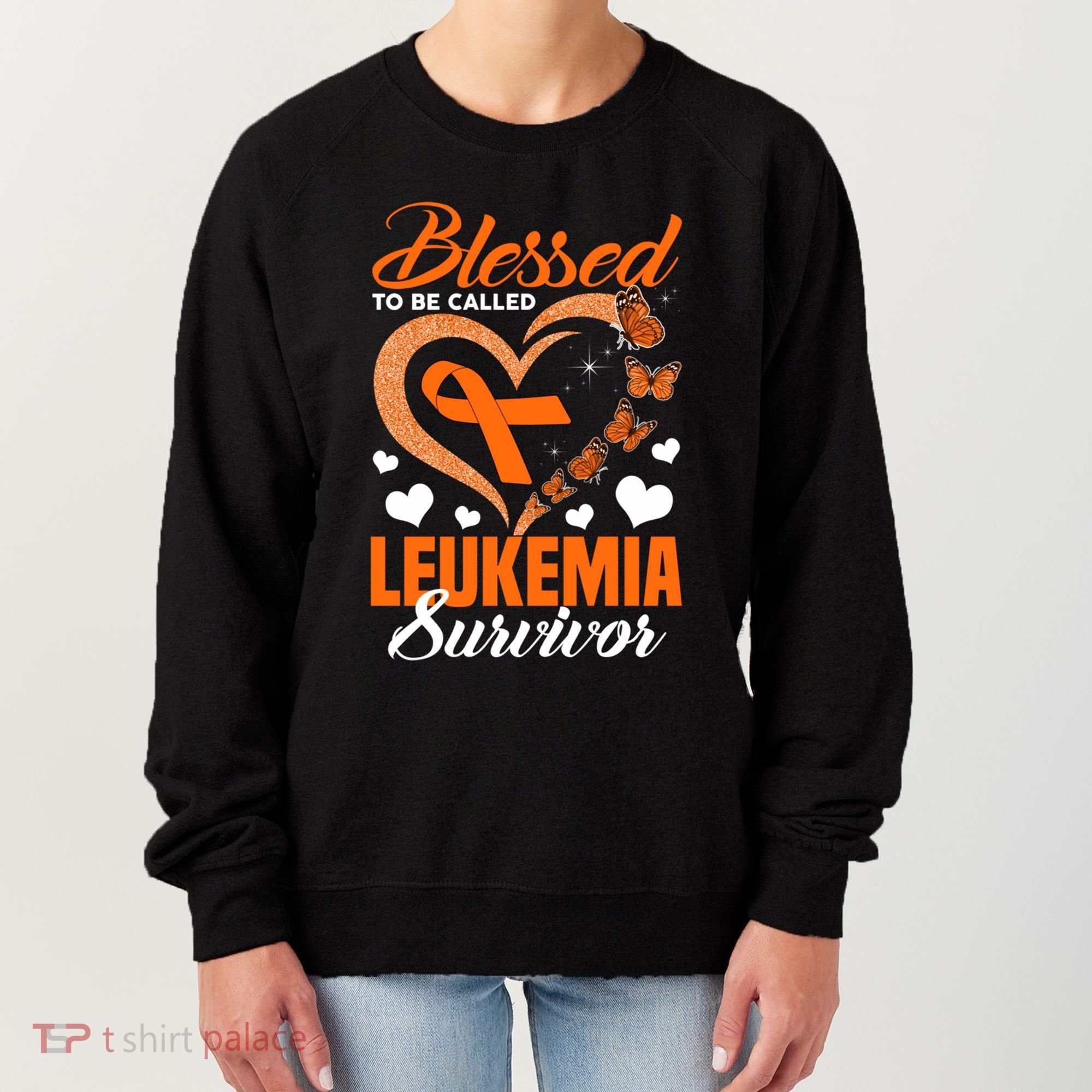 Blessed To Be Leukemia Awareness Day Survivor Orange Ribbon Women's Sweatshirt