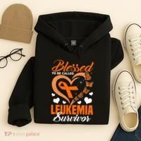 Blessed To Be Leukemia Awareness Day Survivor Orange Ribbon Hoodie thumb 4