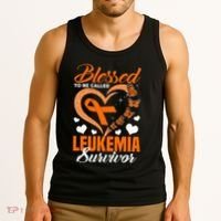Blessed To Be Leukemia Awareness Day Survivor Orange Ribbon Tank Top thumb 3