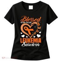 Blessed To Be Leukemia Awareness Day Survivor Orange Ribbon Women's T-Shirt thumb 0