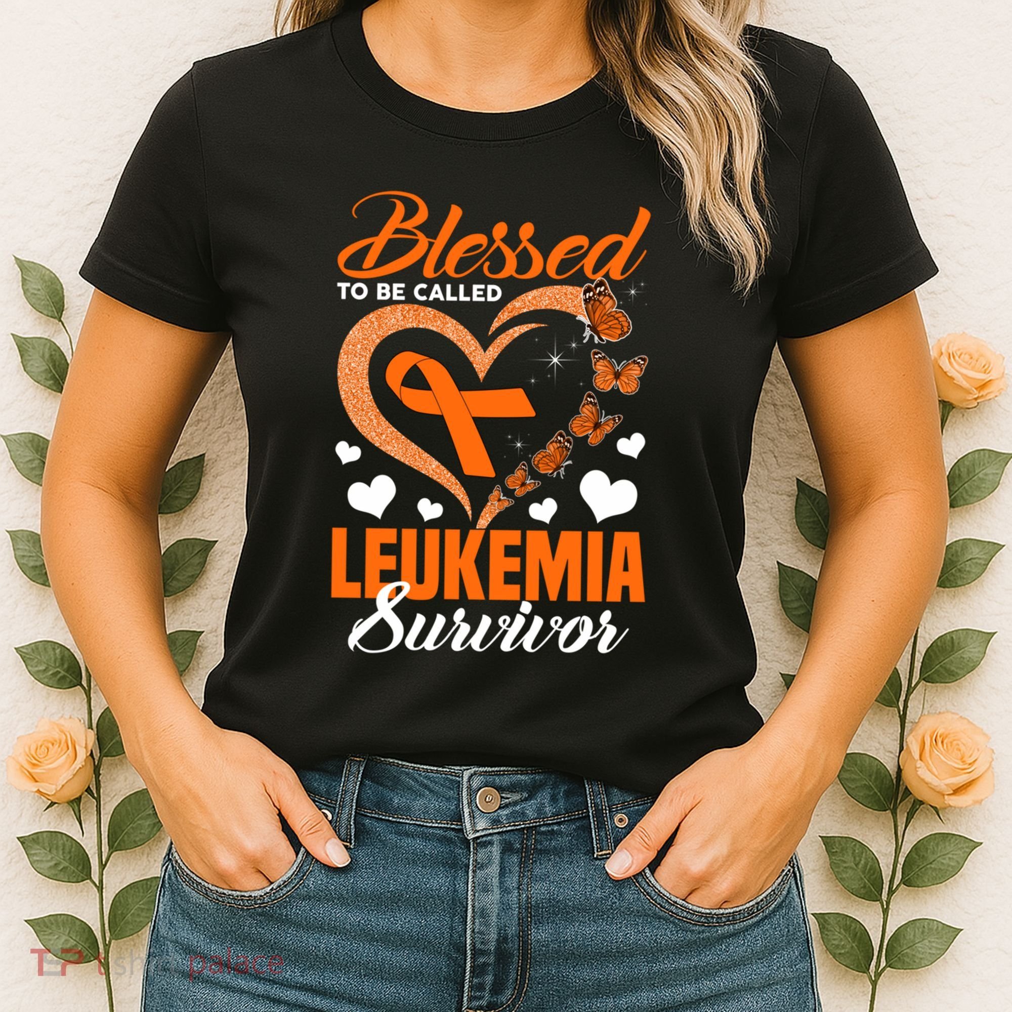 Blessed To Be Leukemia Awareness Day Survivor Orange Ribbon Women's T-Shirt