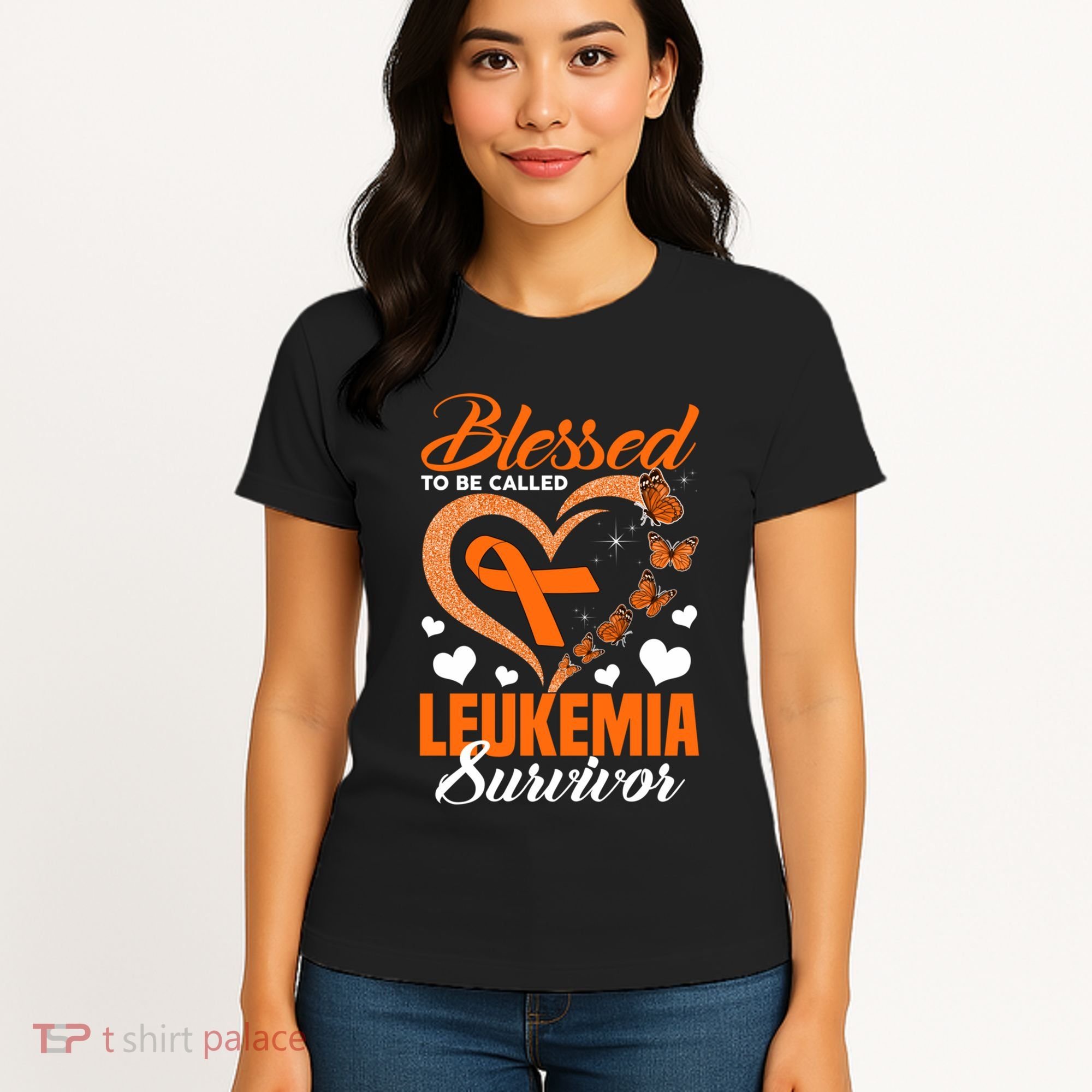 Blessed To Be Leukemia Awareness Day Survivor Orange Ribbon Women's T-Shirt
