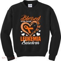 Blessed To Be Leukemia Awareness Day Survivor Orange Ribbon Kids Sweatshirt thumb 0