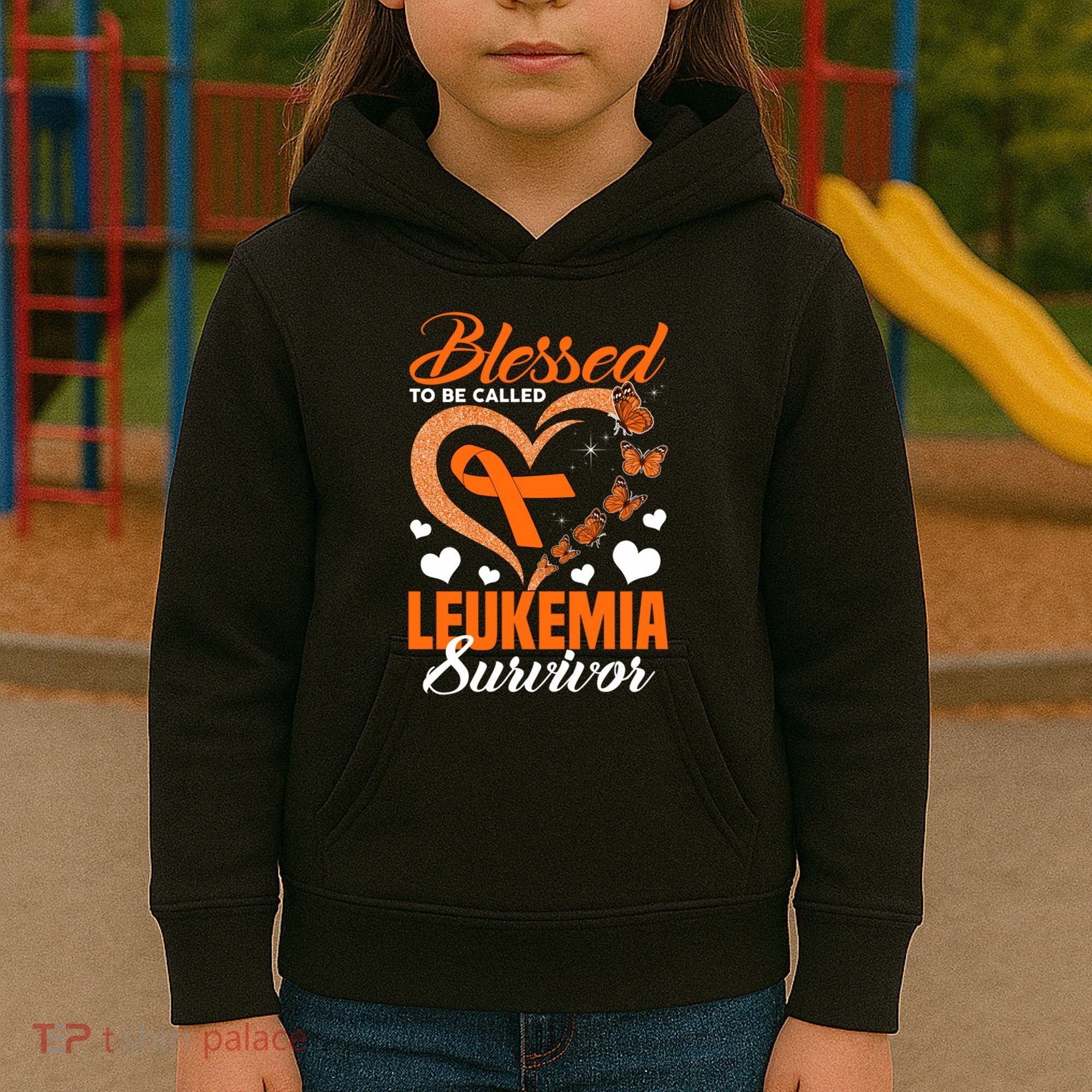 Blessed To Be Leukemia Awareness Day Survivor Orange Ribbon Kids Hoodie