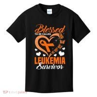 Blessed To Be Leukemia Awareness Day Survivor Orange Ribbon Kids T-Shirt thumb 0