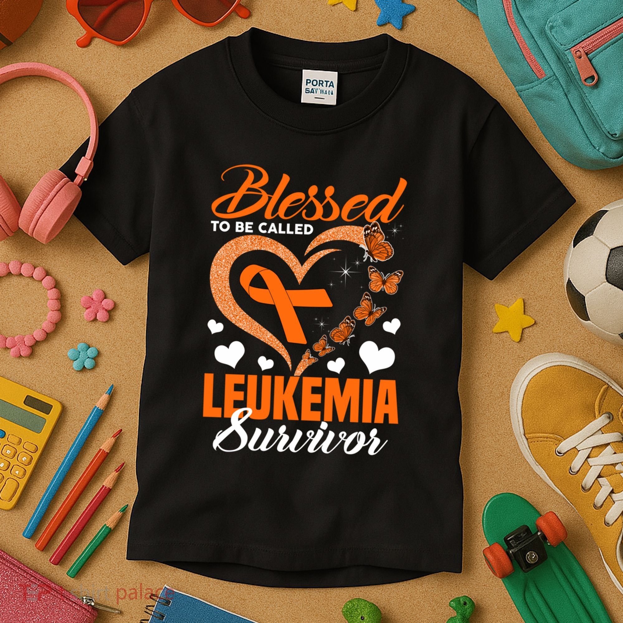 Blessed To Be Leukemia Awareness Day Survivor Orange Ribbon Kids T-Shirt