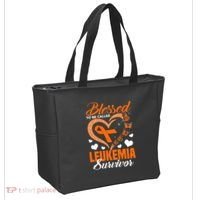 Blessed To Be Leukemia Awareness Day Survivor Orange Ribbon Tote Bag thumb 2
