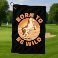 Born To Be Wild Horse Sunset Golf Towel thumb 1