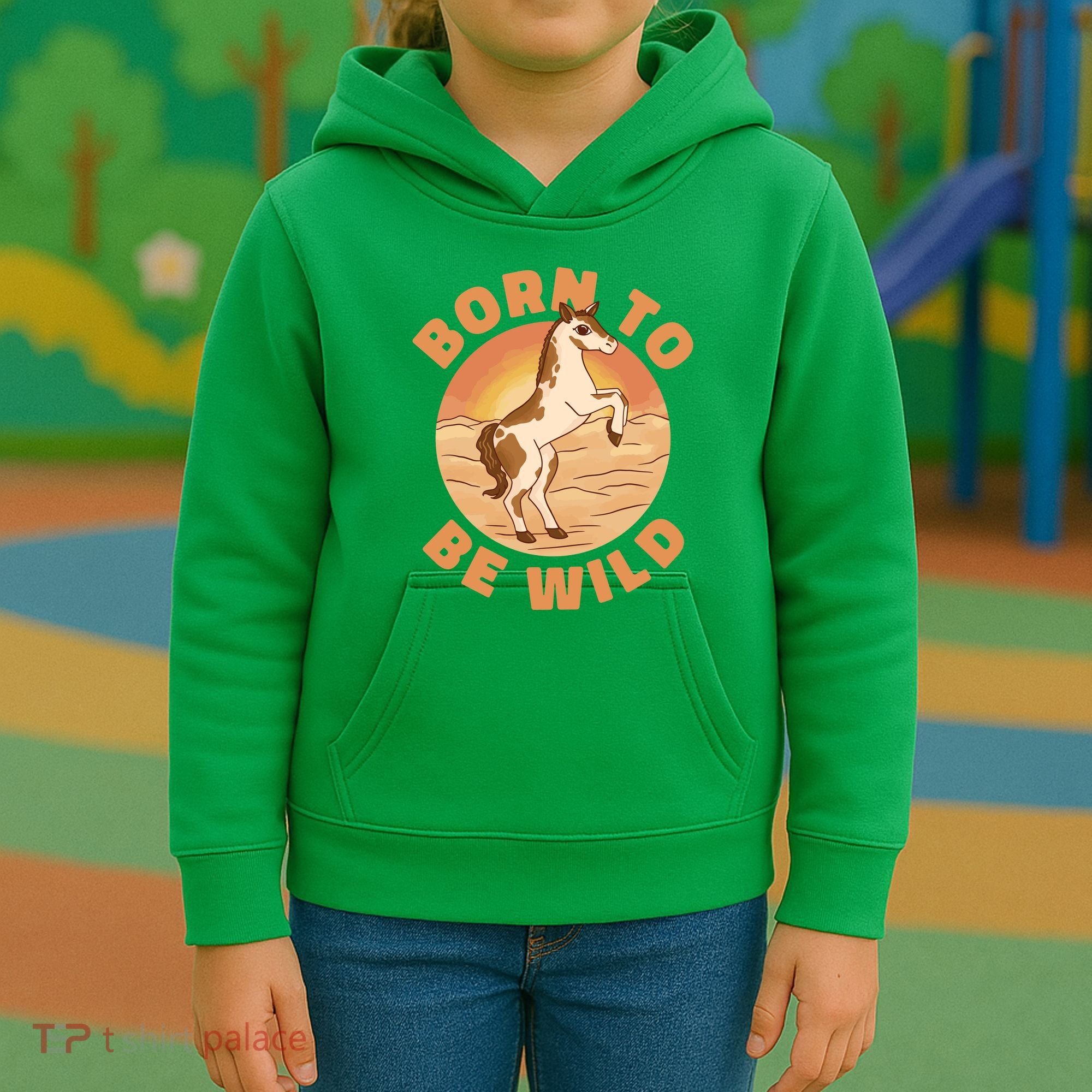 Born To Be Wild Horse Sunset Kids Hoodie