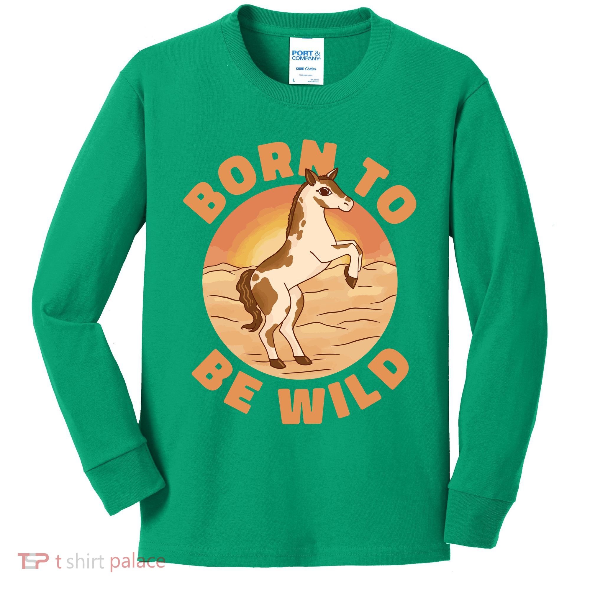 Born To Be Wild Horse Sunset Kids Long Sleeve Shirt