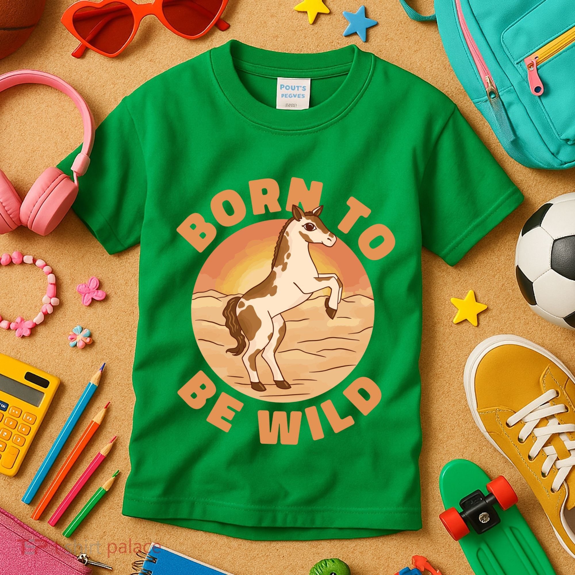 Born To Be Wild Horse Sunset Kids T-Shirt