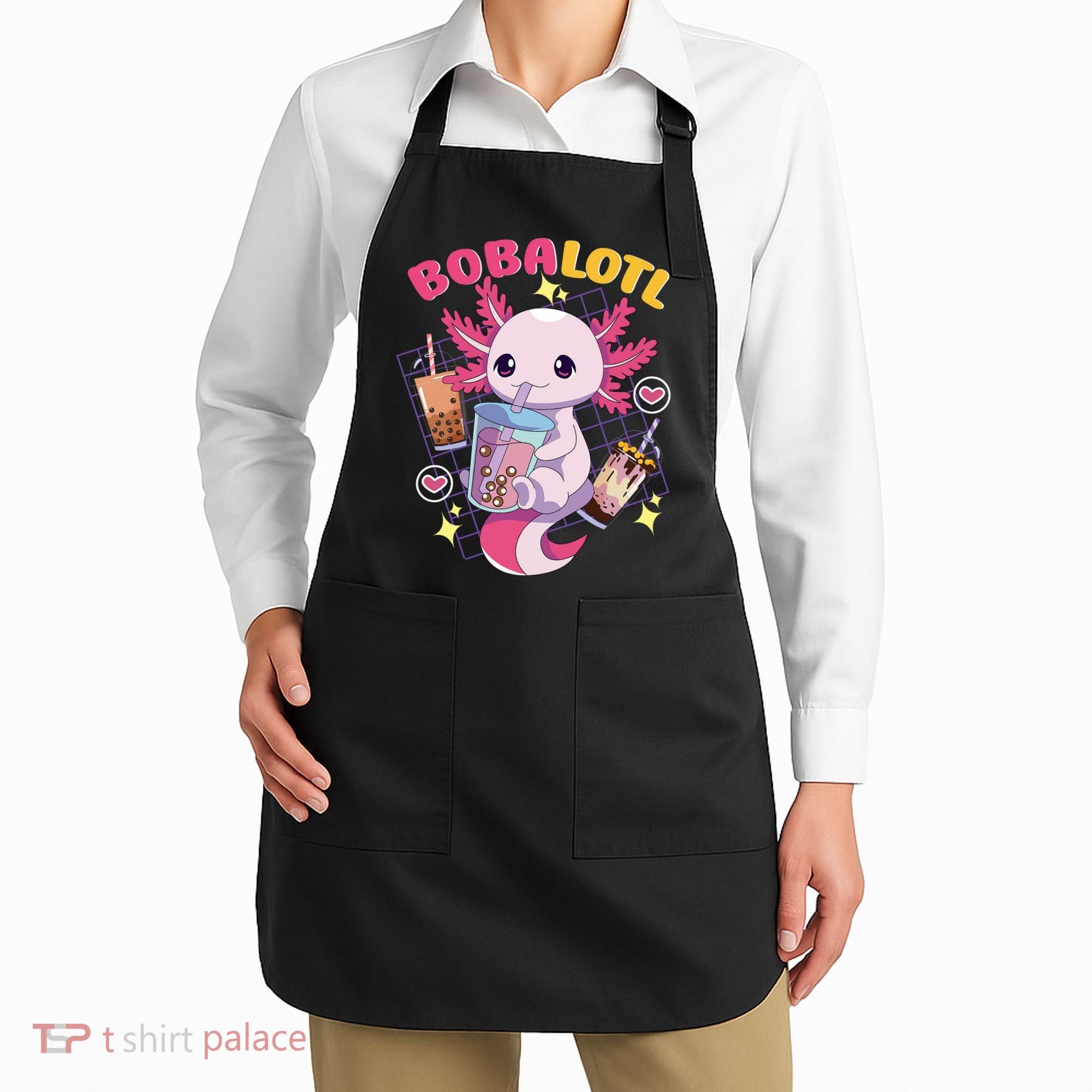 Boba Tea Bubble Tea Milk Tea Anime Axolotl Cute Kawaii Gift Apron