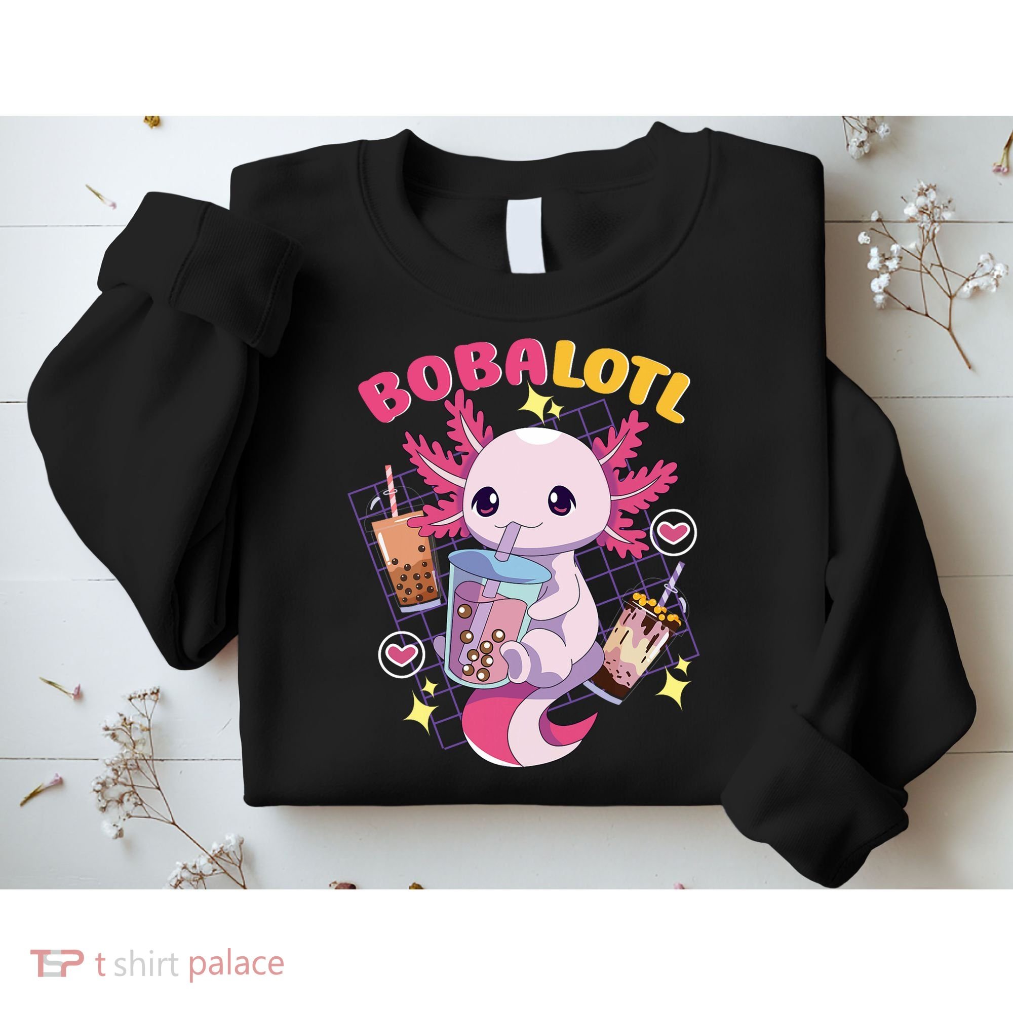 Boba Tea Bubble Tea Milk Tea Anime Axolotl Cute Kawaii Gift Sweatshirt