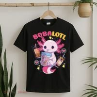 Boba Tea Bubble Tea Milk Tea Anime Axolotl Cute Kawaii Gift T-Shirt thumb 2