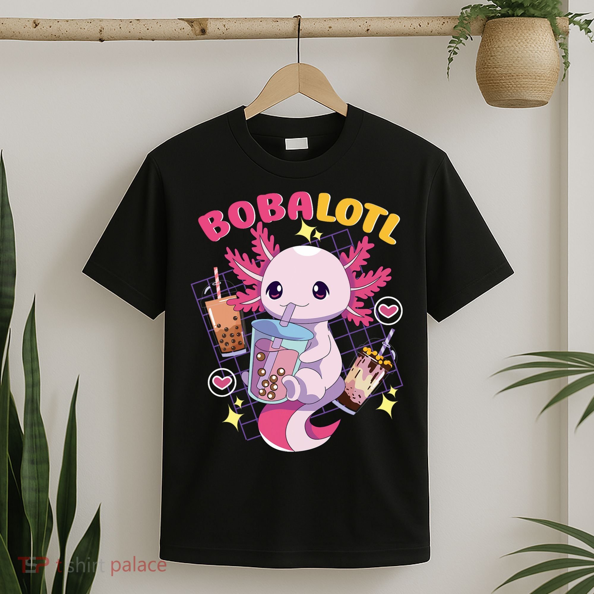 Boba Tea Bubble Tea Milk Tea Anime Axolotl Cute Kawaii Gift T-Shirt