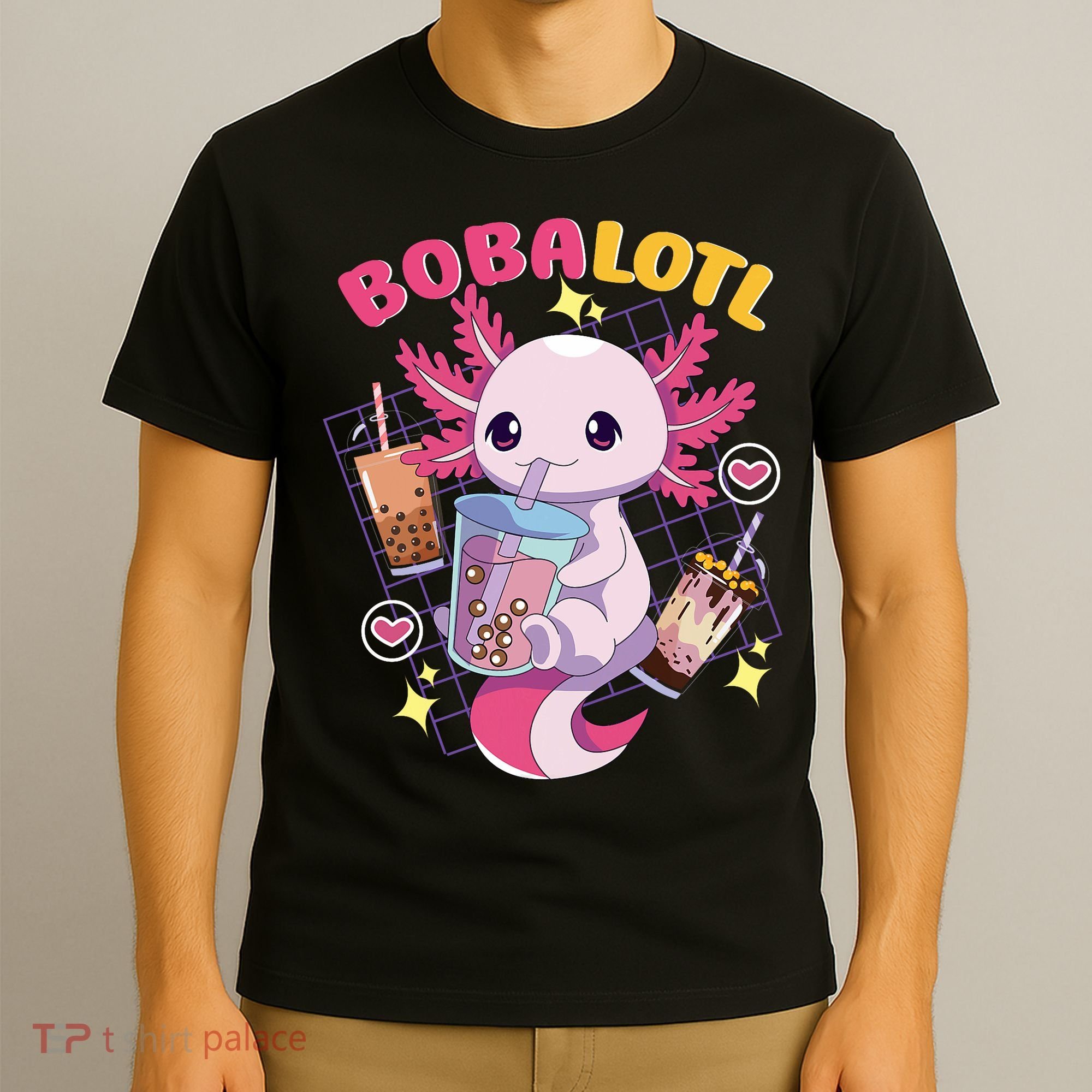 Boba Tea Bubble Tea Milk Tea Anime Axolotl Cute Kawaii Gift T-Shirt