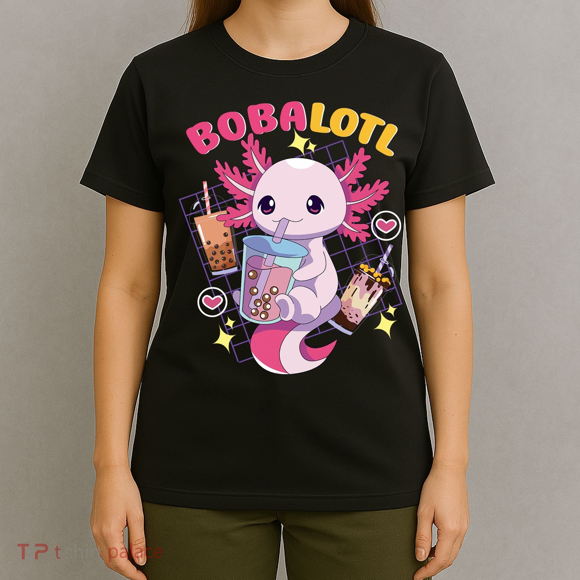 Boba Tea Bubble Tea Milk Tea Anime Axolotl Cute Kawaii Gift T-Shirt