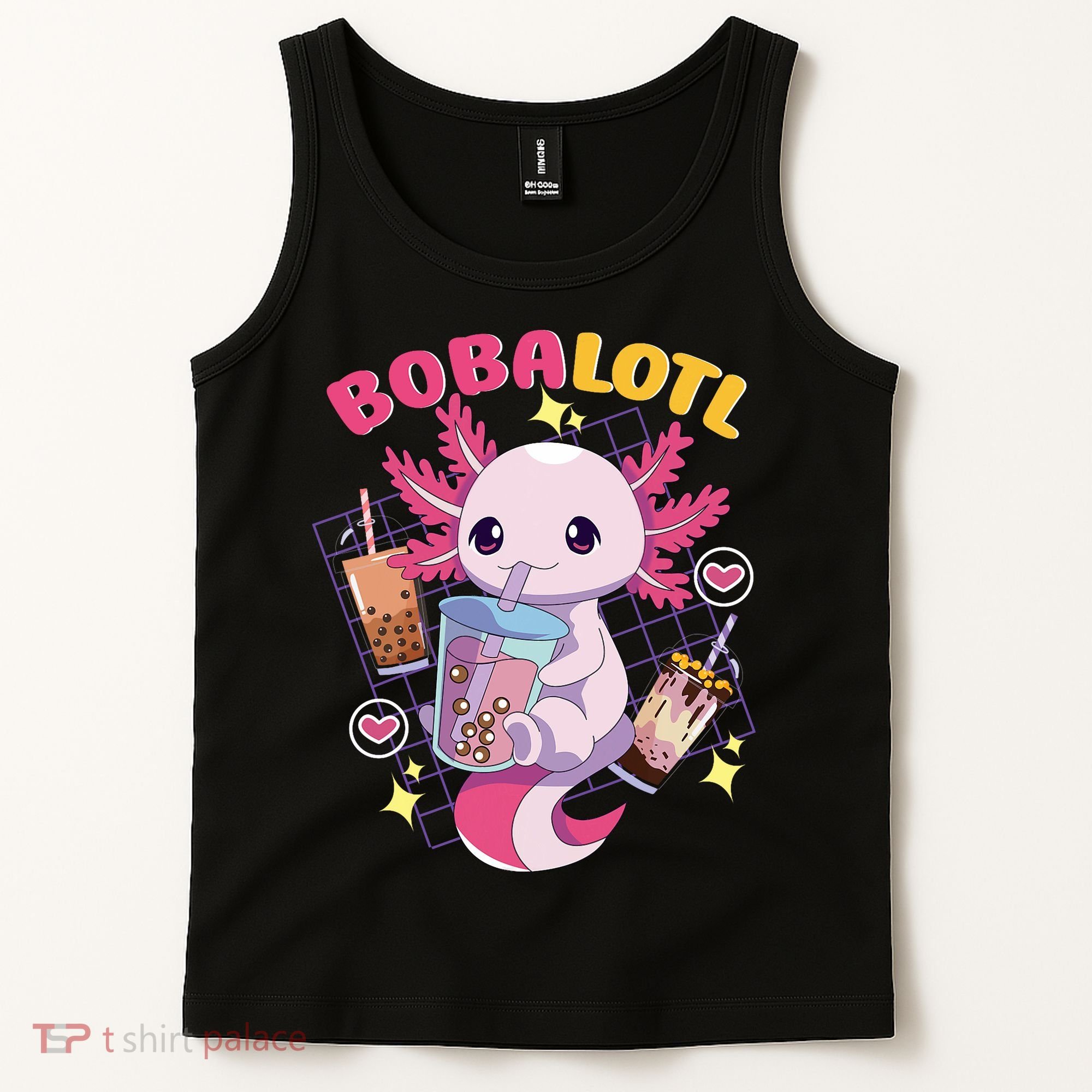 Boba Tea Bubble Tea Milk Tea Anime Axolotl Cute Kawaii Gift Tank Top