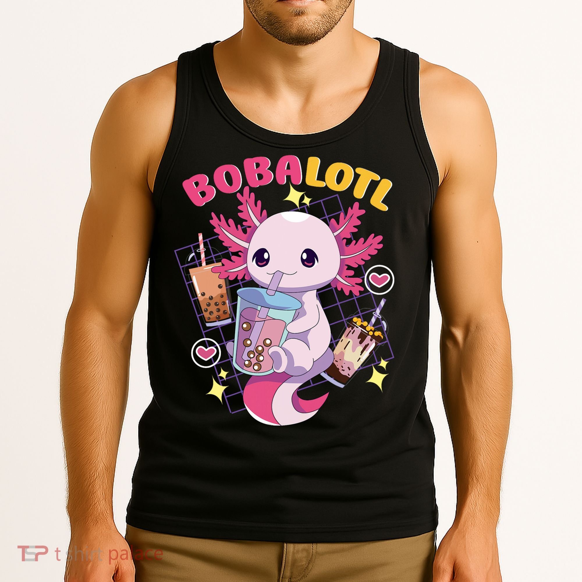 Boba Tea Bubble Tea Milk Tea Anime Axolotl Cute Kawaii Gift Tank Top