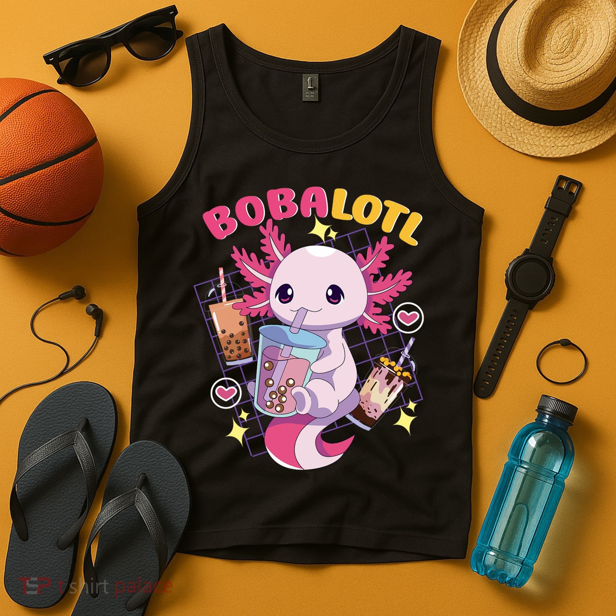 Boba Tea Bubble Tea Milk Tea Anime Axolotl Cute Kawaii Gift Tank Top