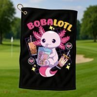 Boba Tea Bubble Tea Milk Tea Anime Axolotl Cute Kawaii Gift Golf Towel thumb 1