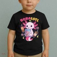 Boba Tea Bubble Tea Milk Tea Anime Axolotl Cute Kawaii Gift Toddler T-Shirt thumb 2