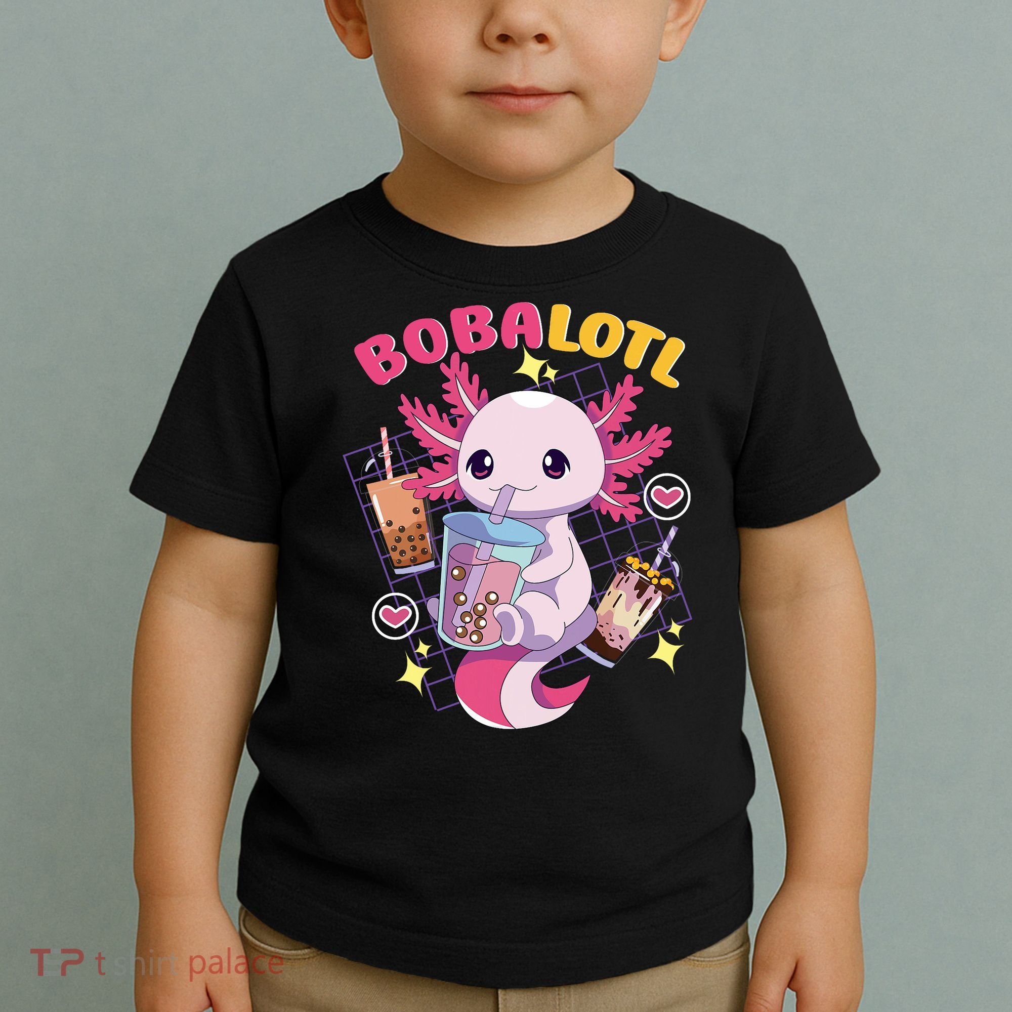 Boba Tea Bubble Tea Milk Tea Anime Axolotl Cute Kawaii Gift Toddler T-Shirt
