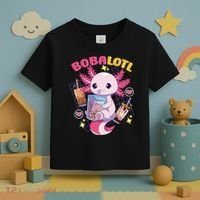 Boba Tea Bubble Tea Milk Tea Anime Axolotl Cute Kawaii Gift Toddler T-Shirt thumb 3
