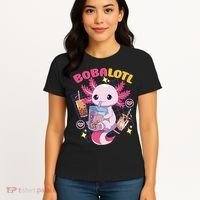 Boba Tea Bubble Tea Milk Tea Anime Axolotl Cute Kawaii Gift Women's T-Shirt thumb 4
