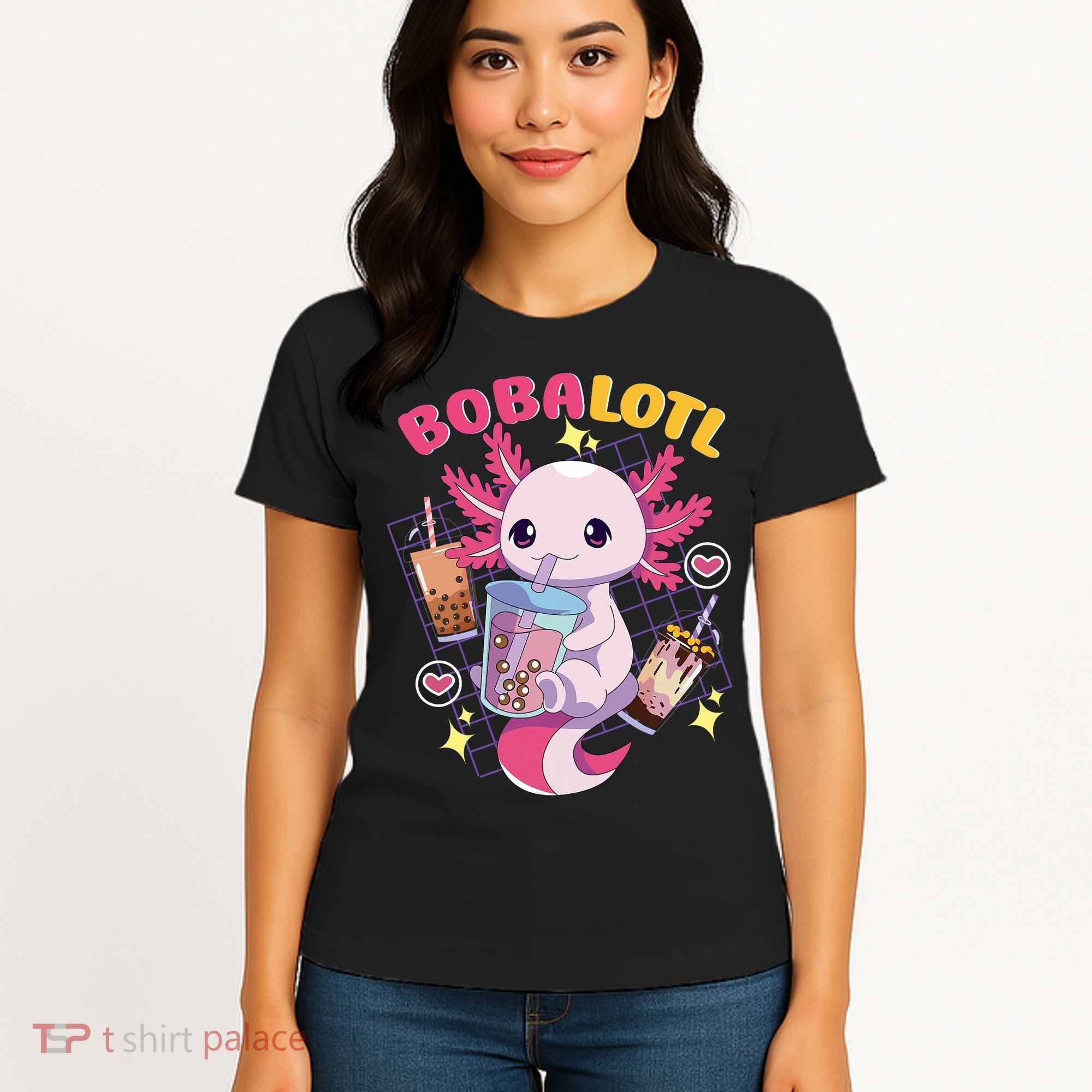Boba Tea Bubble Tea Milk Tea Anime Axolotl Cute Kawaii Gift Women's T-Shirt