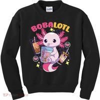 Boba Tea Bubble Tea Milk Tea Anime Axolotl Cute Kawaii Gift Kids Sweatshirt thumb 0